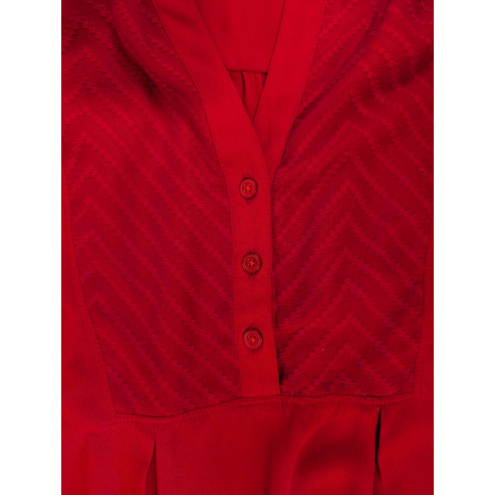 Women's Anthropologie Maeve De Stijl Blouse Long Sleeve Holiday Red Size 6 - Picture 6 of 10